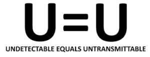 letter U next to an equal sign and that's next to another U. U=U or undectable equals untransmittable