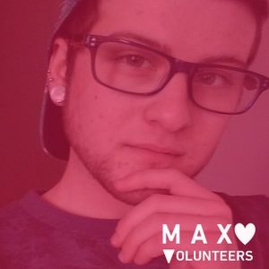 MAX Volunteer with red filter over photo
